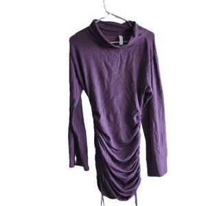 Anthropologie Daily Practice Long Sleeve Ruched Mini Dress Purple Bodycon Small